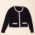 Maglione cardigan corto da donna Zara UK 12 viscosa blu navy medio