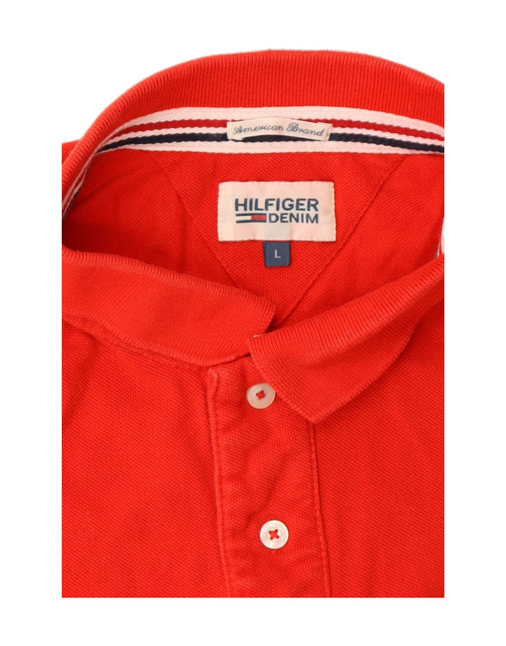 TOMMY HILFIGER Mens Polo Shirt Large Red Cotton Vintage Tommy Hilfiger and Second-Hand Tommy Hilfiger from Messina Hembry 