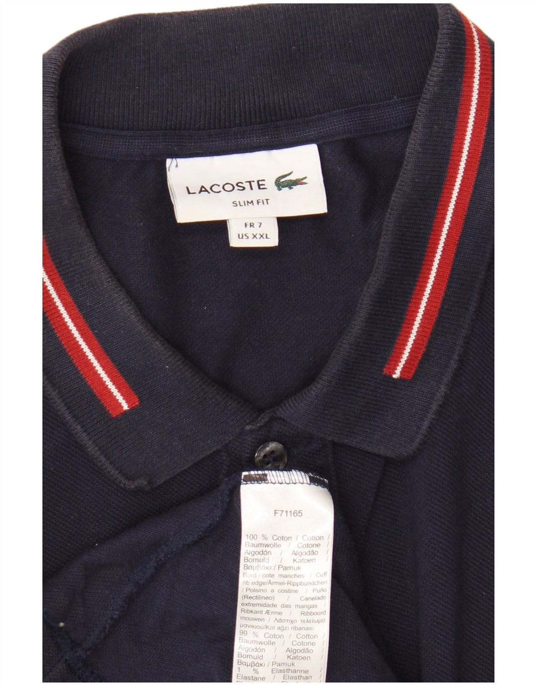 Polo da uomo Lacoste taglia 7 2XL cotone blu navy