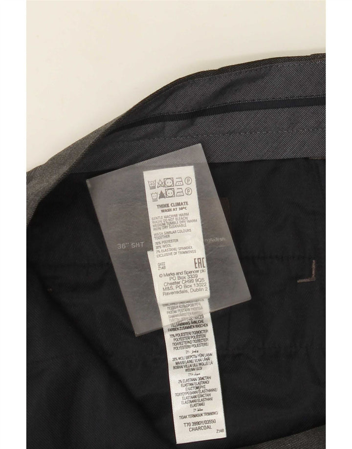 Pantaloni da abito vestibilità regolare da uomo Marks & Spencer W36 L29 poliestere grigio