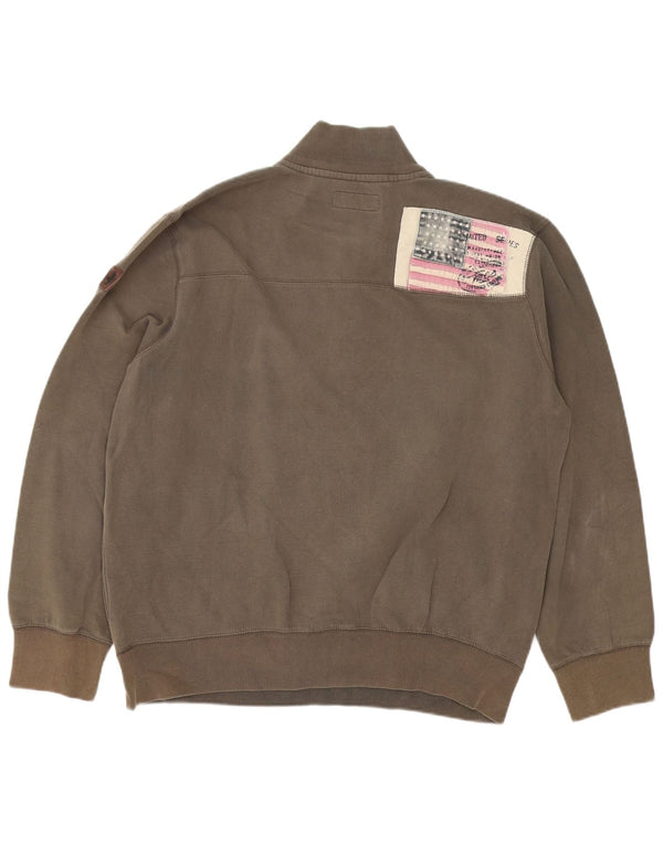Felpa con collo con bottoni grafici da uomo Marks & Spencer 2XL cotone marrone