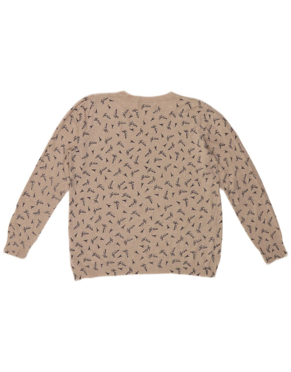 Marks & Spencer Womens Graphic Crew Neck Jumper Sweater UK 18 XL Beige