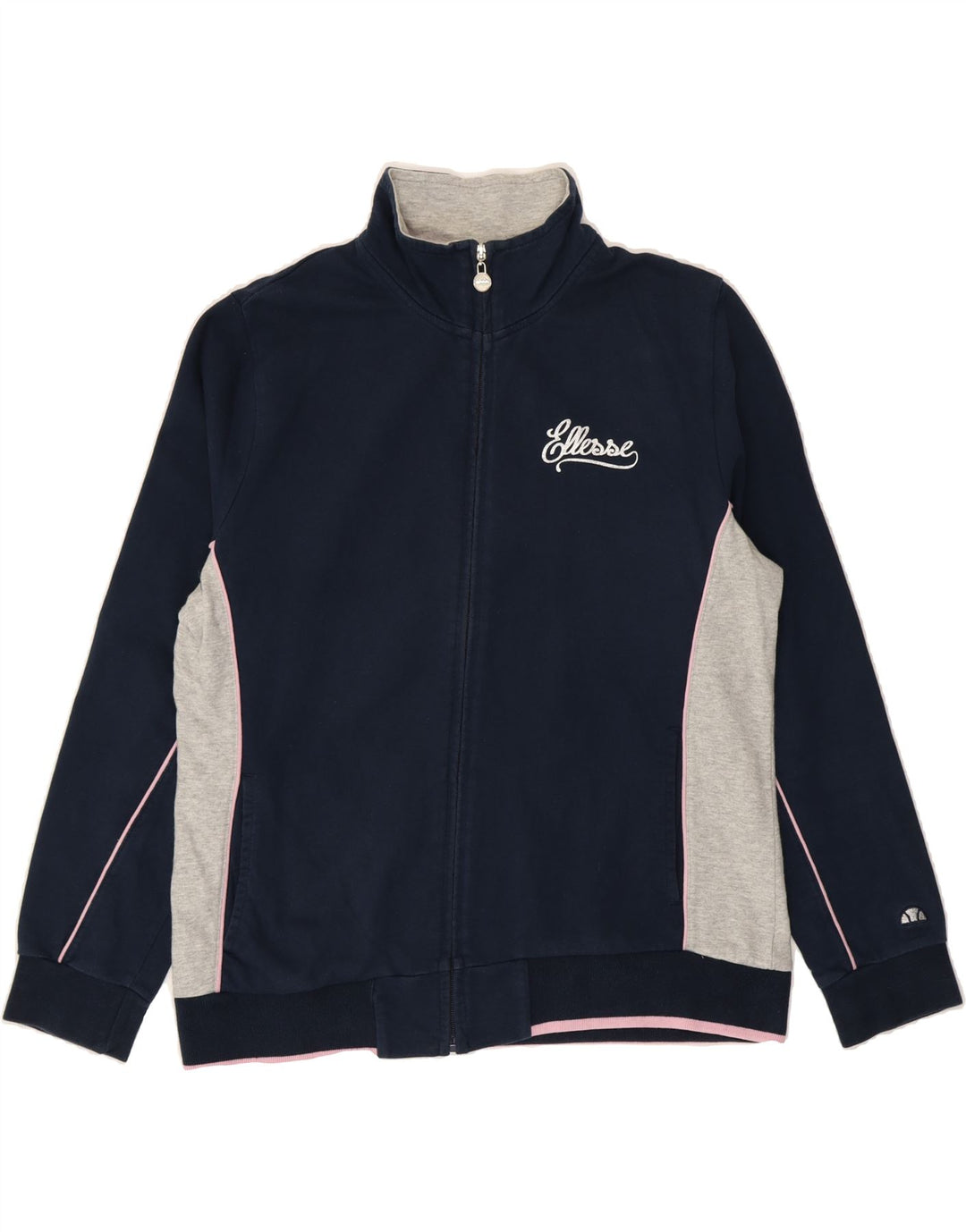 ELLESSE Womens Tracksuit Top Jacket UK 16 Large Navy Blue Colourblock Vintage Ellesse and Second-Hand Ellesse from Messina Hembry 