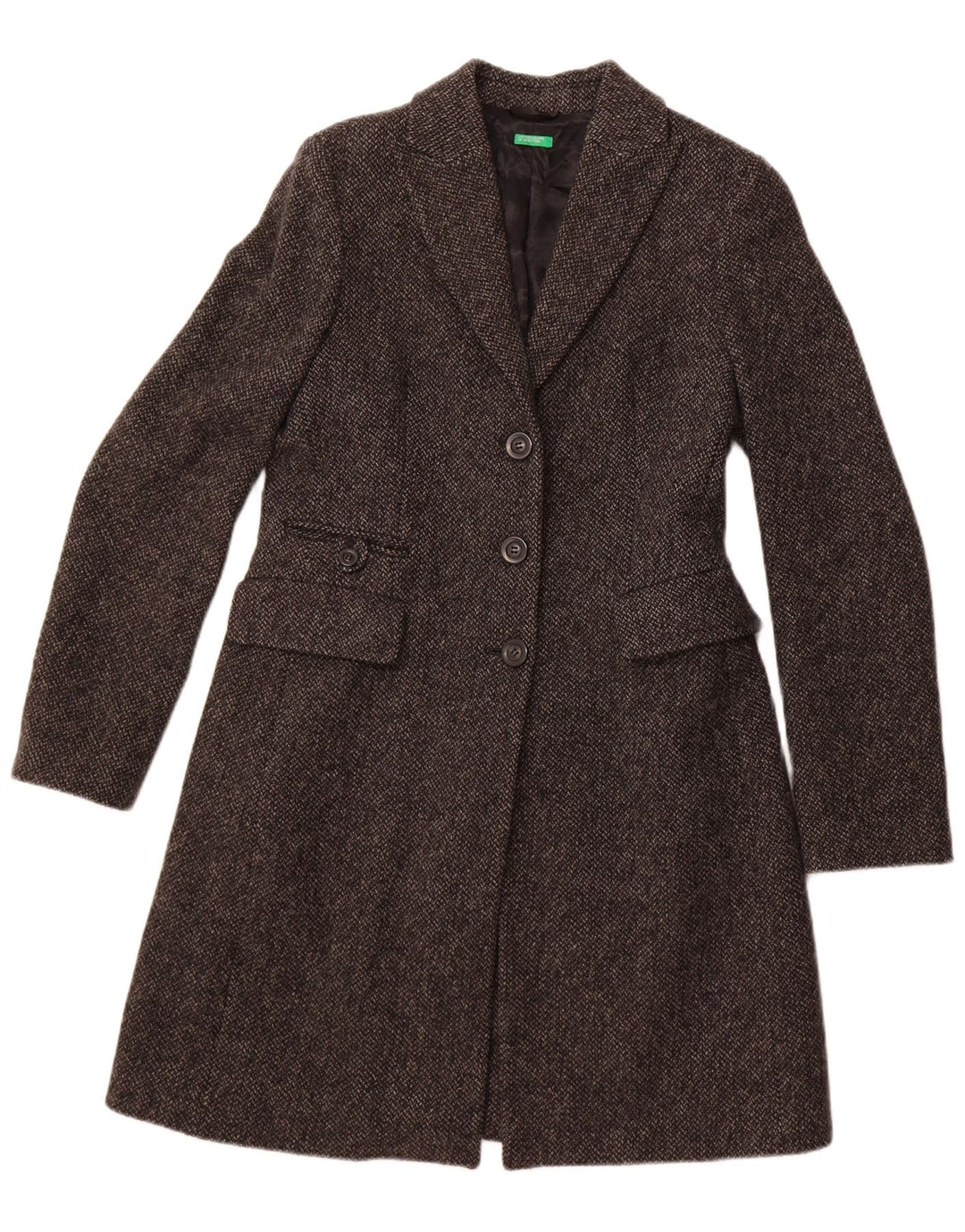 Cappotto Donna Benetton IT 42 Grigio Medio Lana