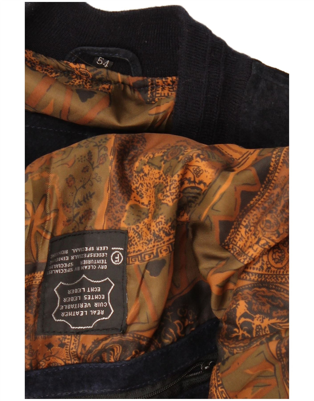 Giubbotto bomber in pelle scamosciata da uomo VINTAGE IT 54 2XL Pelle blu navy