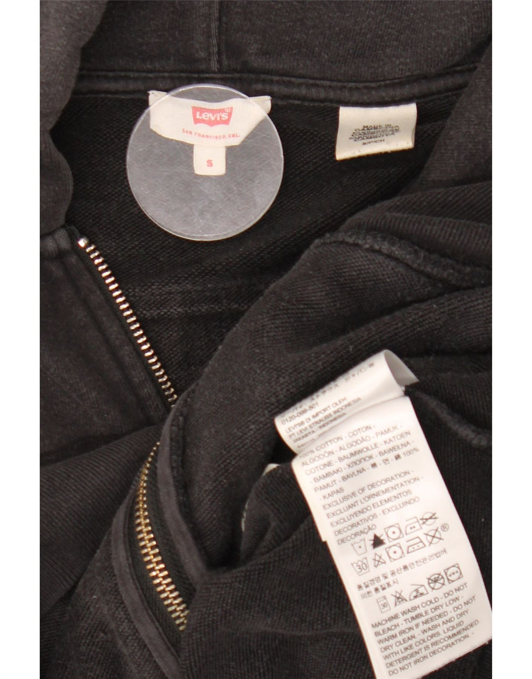 Maglione con cappuccio e zip corto oversize da donna Levi's UK 10 piccolo nero