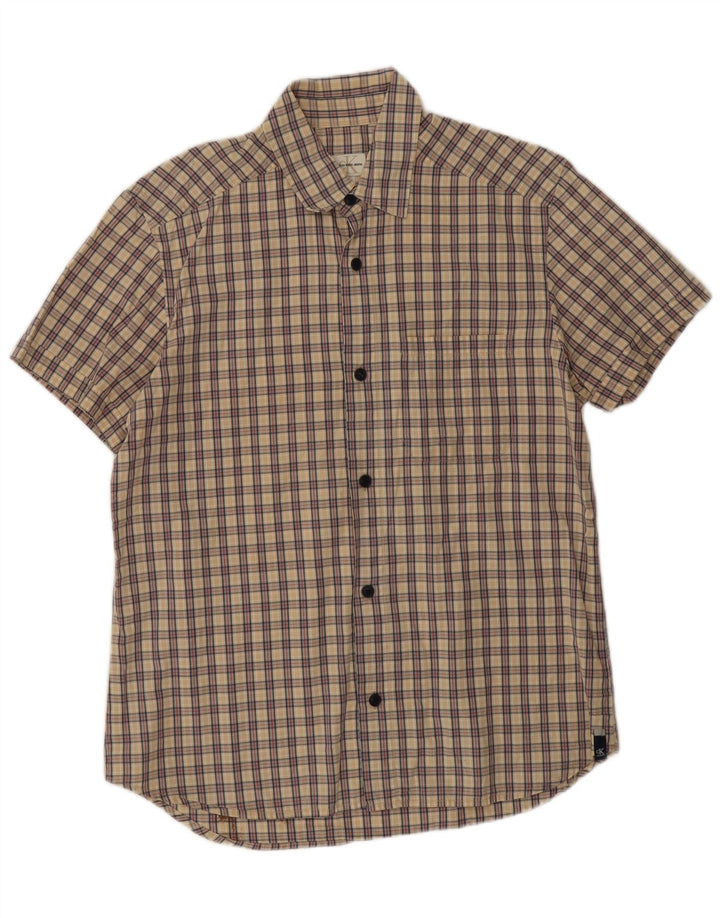 Camicia a maniche corte da uomo Calvin Klein Jeans a quadri beige grandi