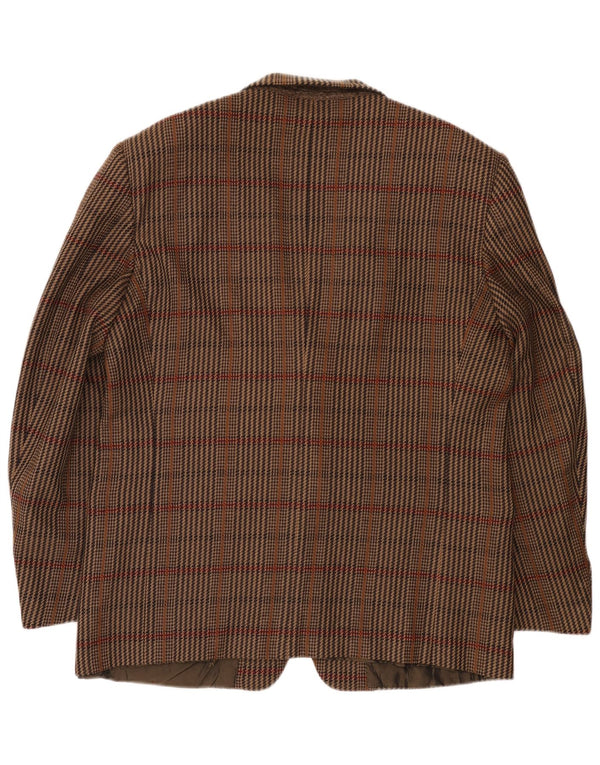 Giacca blazer da uomo a 2 bottoni Yves Saint Laurent IT 56 3XL lana a quadri marrone