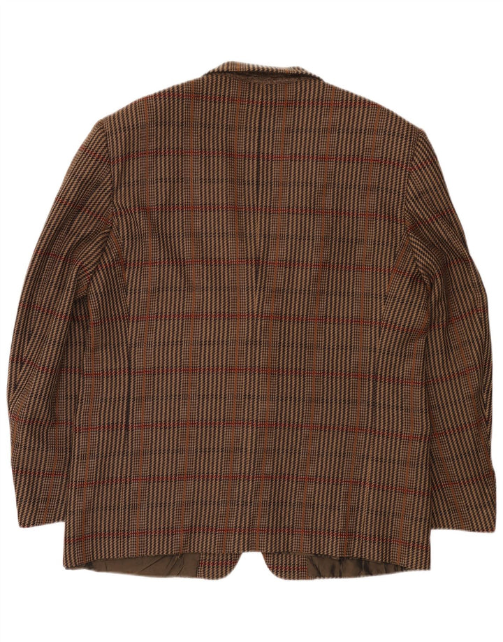 Giacca blazer da uomo a 2 bottoni Yves Saint Laurent IT 56 3XL lana a quadri marrone
