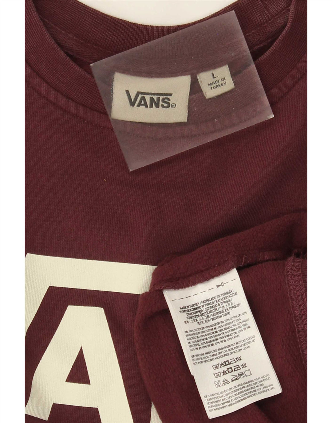 Felpa grafica da uomo di Vans, maglione grande, in cotone bordeaux