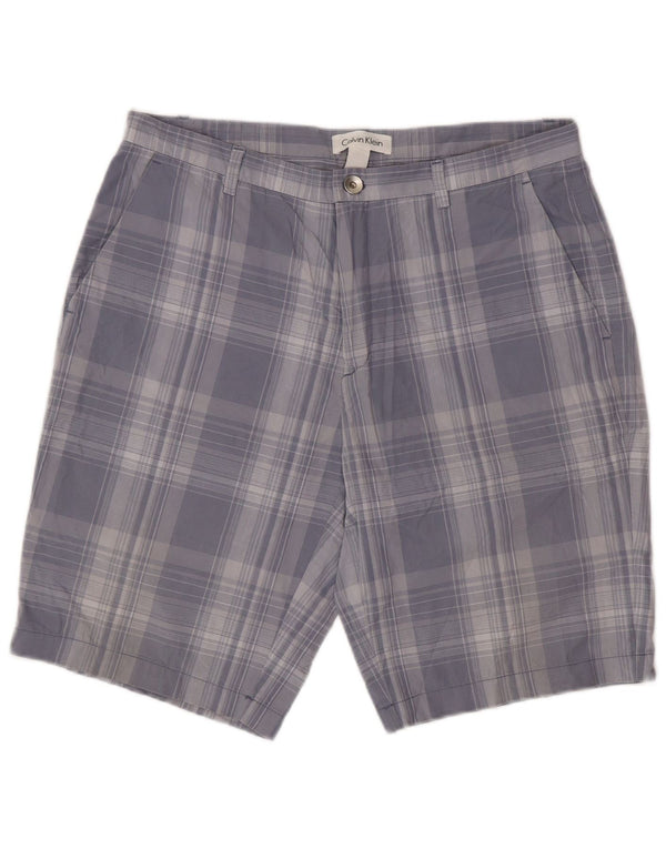 CALVIN KLEIN Pantaloncini chino da uomo W34 cotone a quadri grandi blu