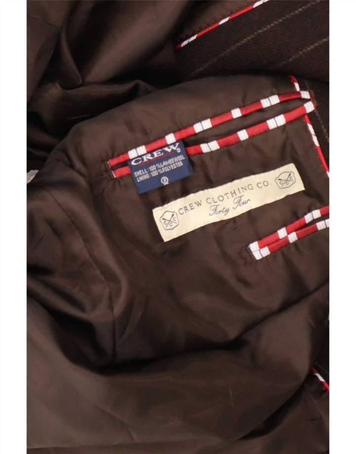 Crew Clothing Giacca blazer da uomo a 2 bottoni UK 44 2XL Gessato marrone