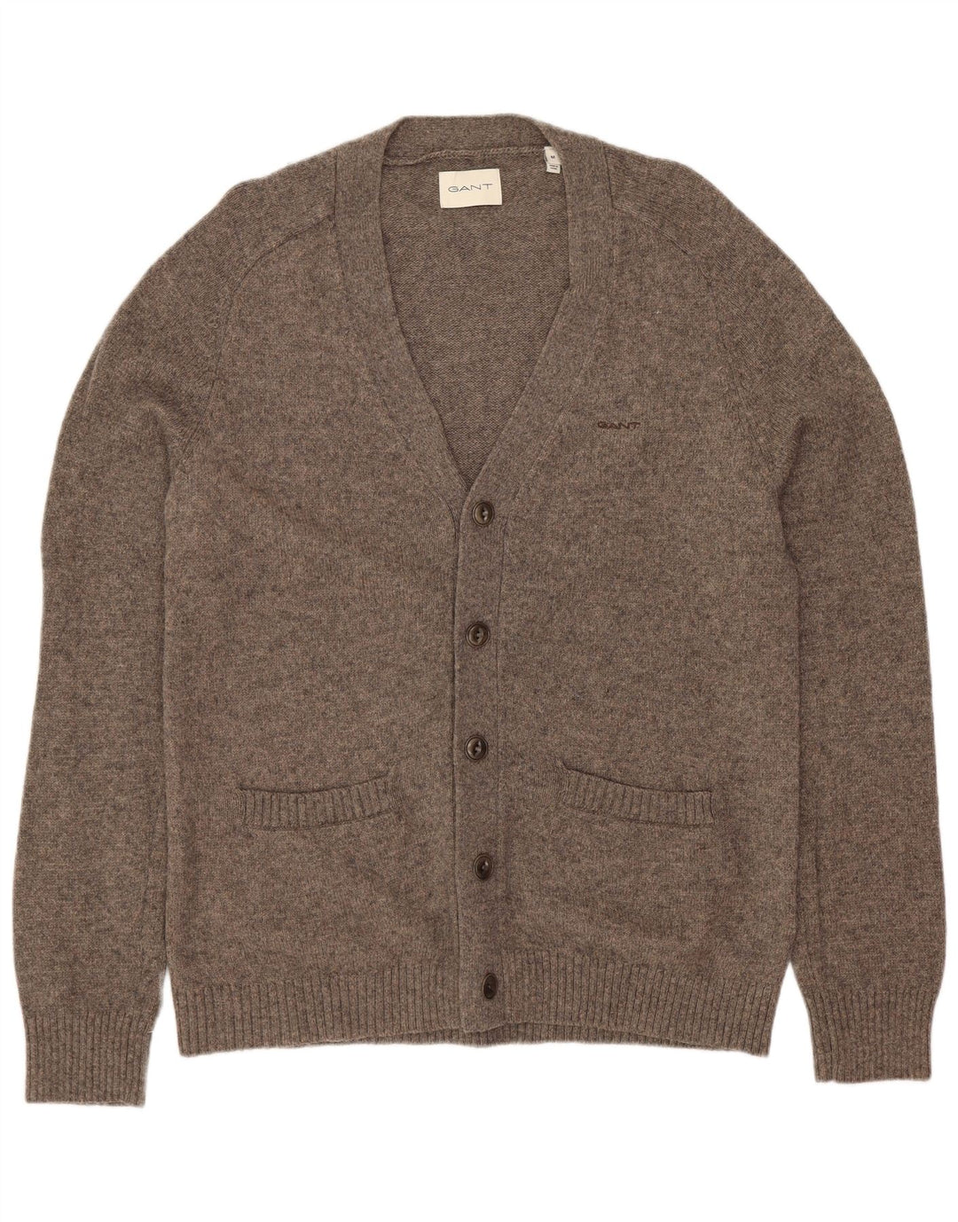 Maglione cardigan da uomo Gant in lana d'agnello grigio medio