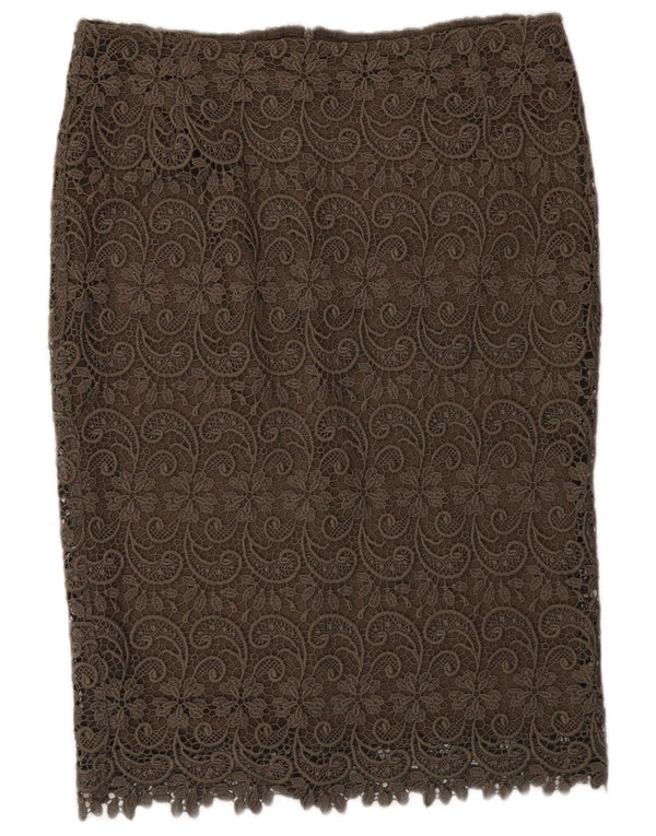 Gonna dritta autografa da donna Marks & Spencer UK 12 media W30 kaki