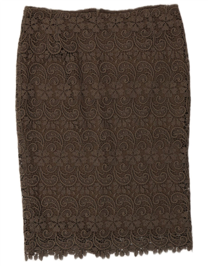 Gonna dritta autografa da donna Marks & Spencer UK 12 media W30 kaki
