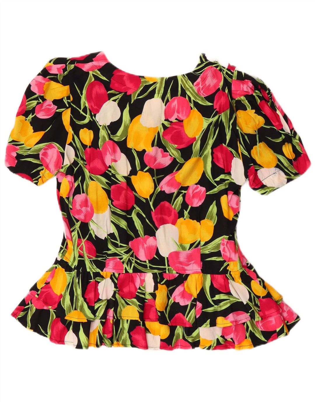 Camicetta a maniche corte da donna di qualità superiore IT 46 Grande motivo floreale multicolore