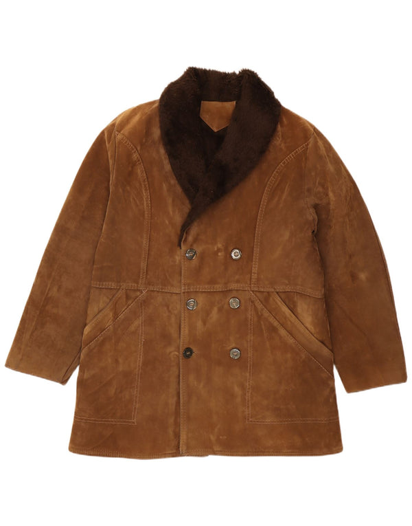 Giacca Sherpa vintage da uomo UK 42 XL Marrone
