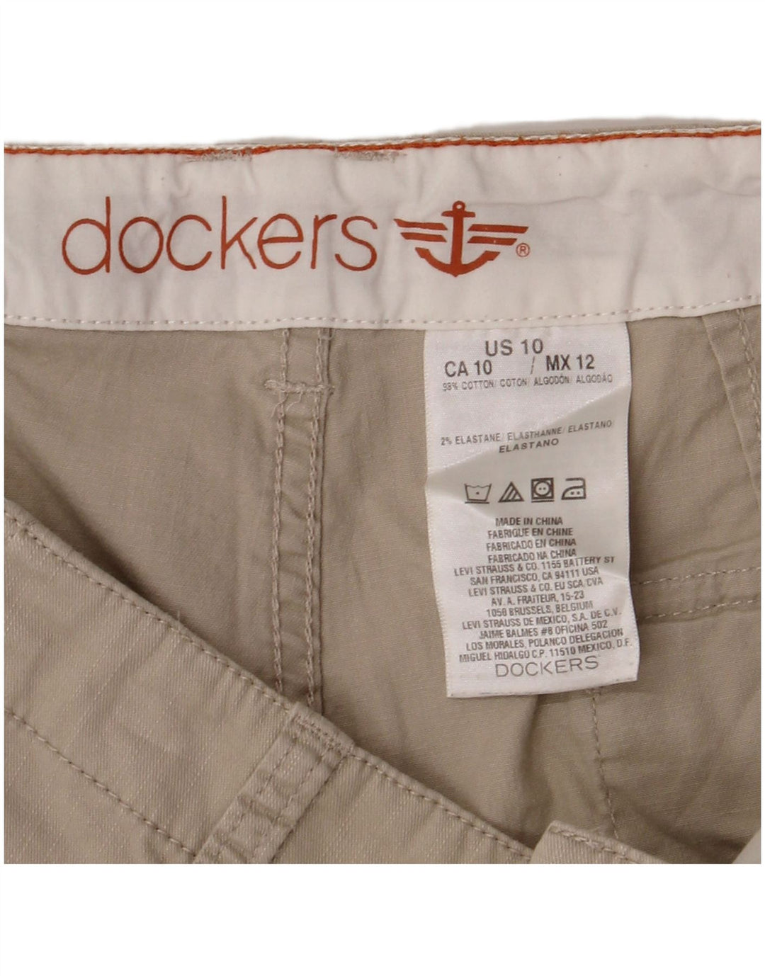 DOCKERS Pantaloncini chino da donna US 10 Large W32 Cotone beige