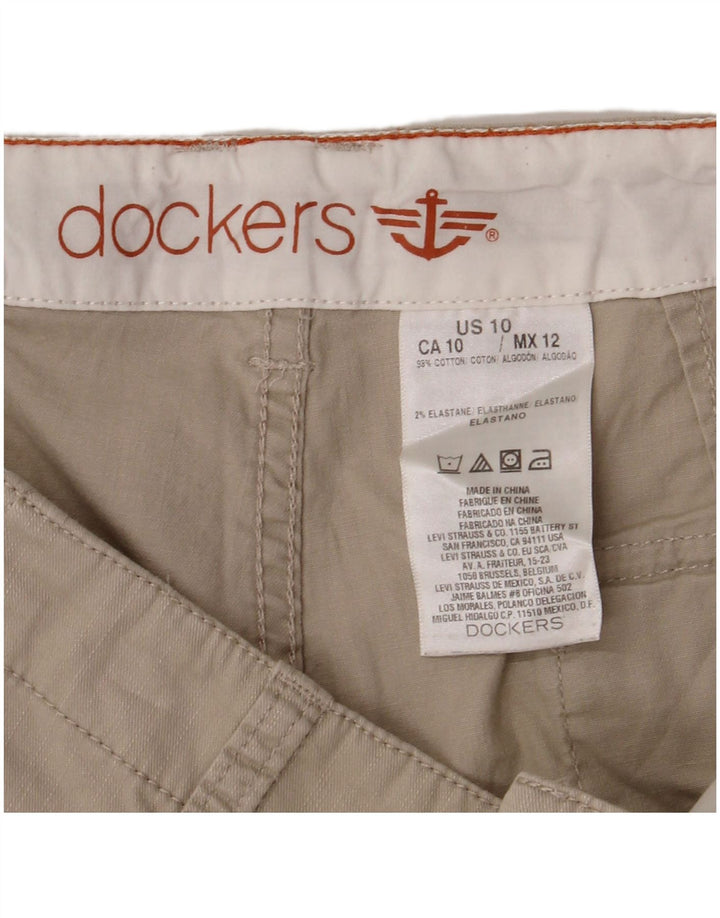 DOCKERS Pantaloncini chino da donna US 10 Large W32 Cotone beige