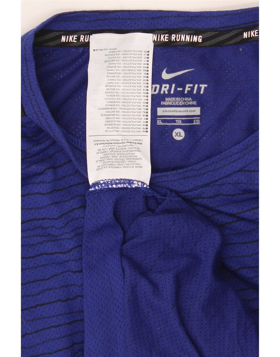 T-shirt Nike Dri Fit da uomo Top XL in poliestere a righe blu navy