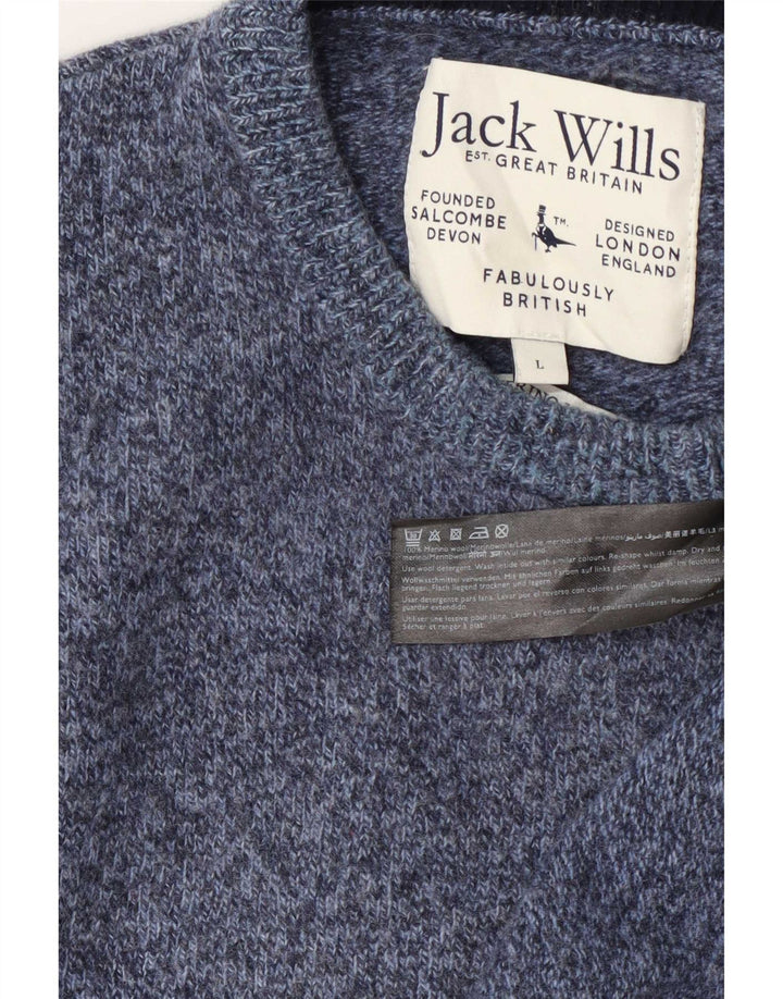 Maglione maglione girocollo da uomo Jack Wills grande lana screziata blu