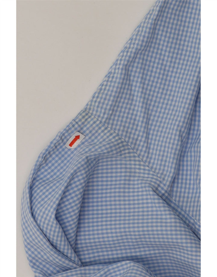 HUGO BOSS Mens Regular Fit Shirt Size 42 16 1/2 Large Blue Gingham Cotton Vintage Hugo Boss and Second-Hand Hugo Boss from Messina Hembry 