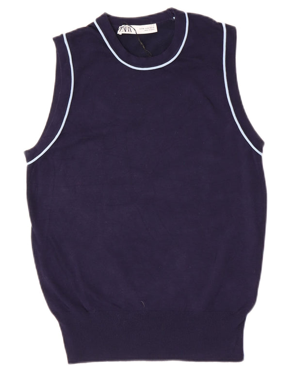 Canotta canotta da donna Zara UK 12 media blu navy in viscosa