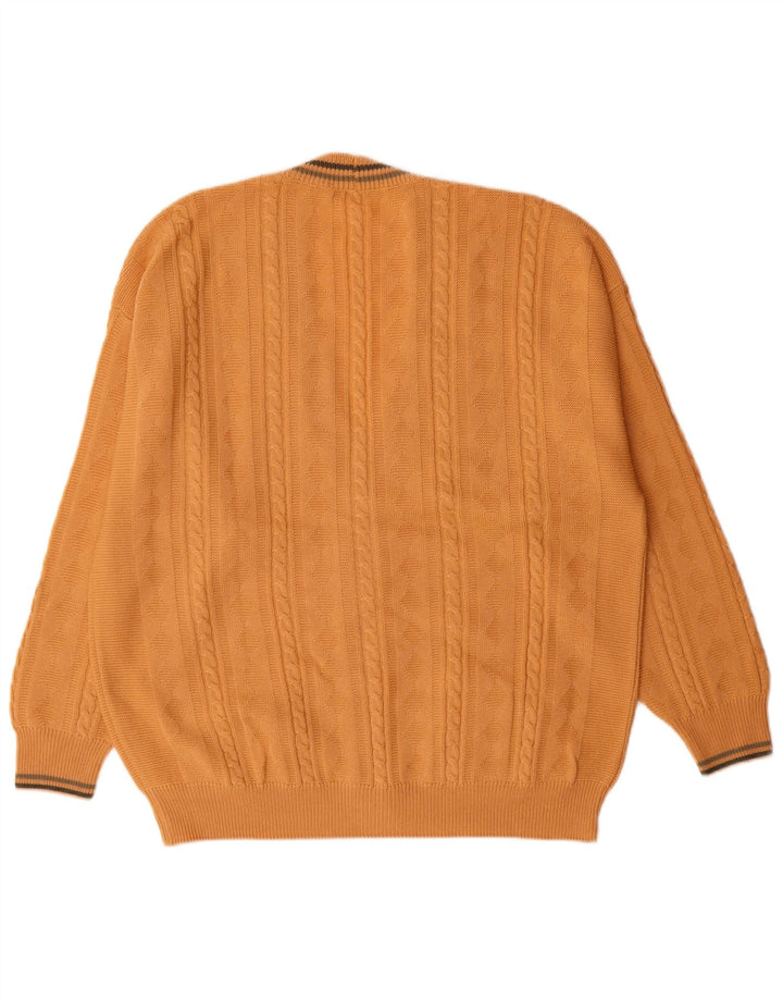 IL GRANCHIO Maglione Cardigan Uomo Grande Giallo Lana Vergine Classico