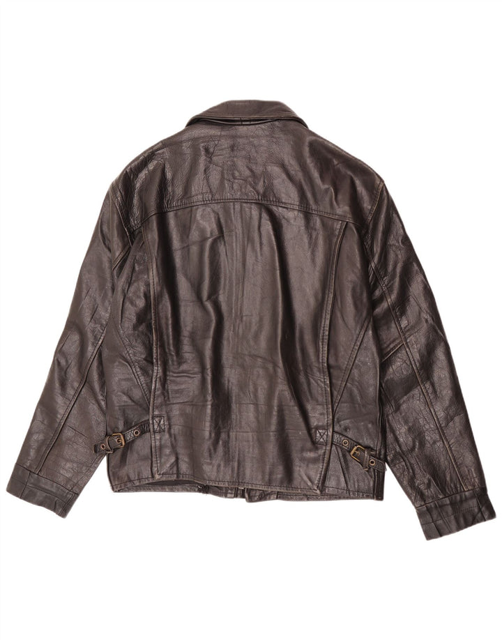 Giacca in pelle vintage da uomo UK 36 piccola marrone