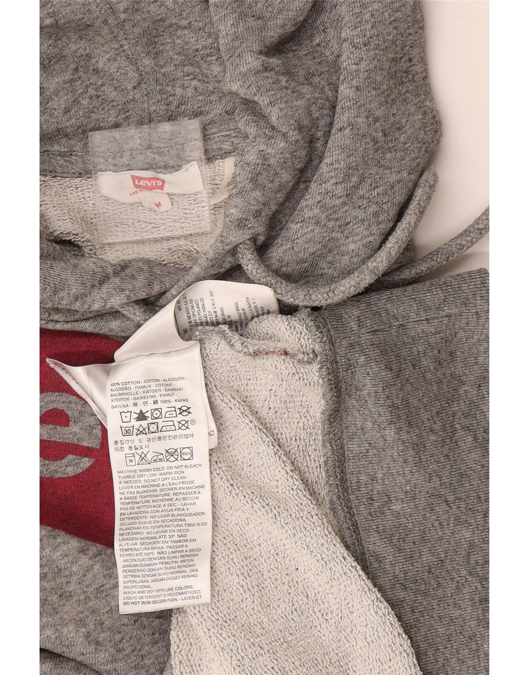 Maglione con cappuccio grafico da uomo Levi's in cotone chiazzato grigio medio