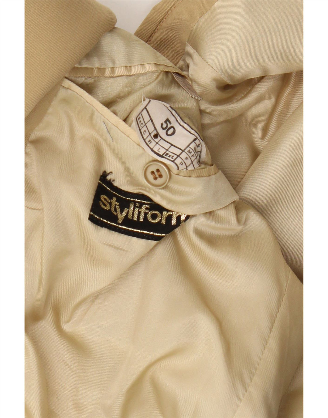 Giacca blazer vintage da uomo a 2 bottoni IT 50 grande beige