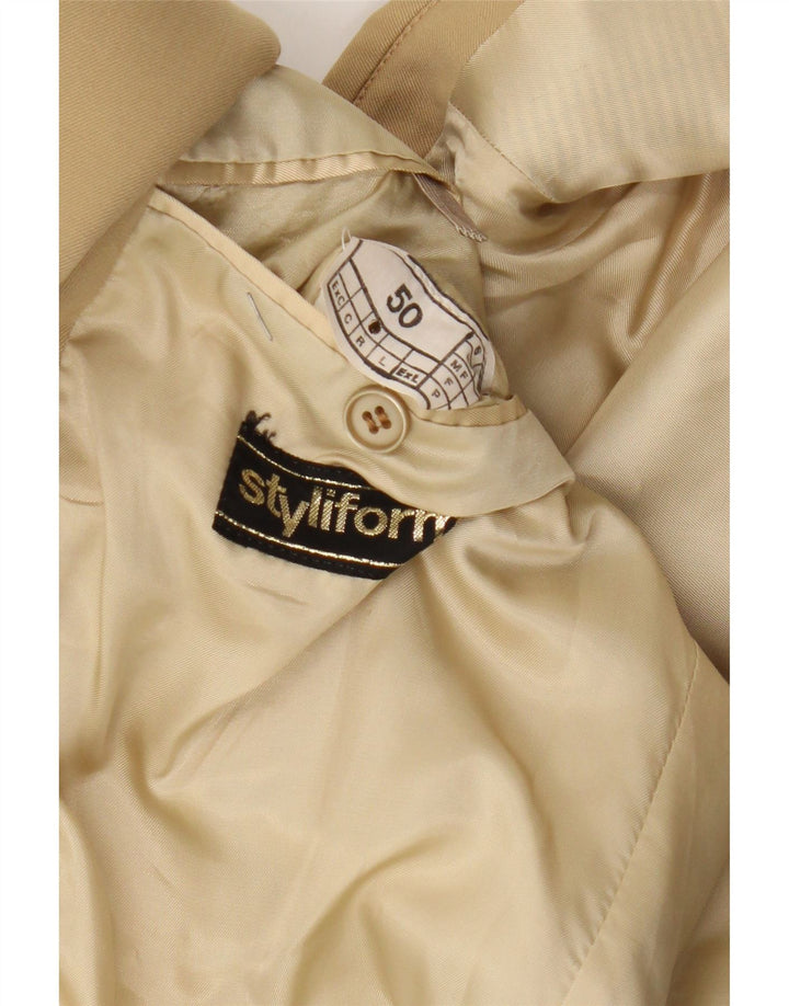 Giacca blazer vintage da uomo a 2 bottoni IT 50 grande beige