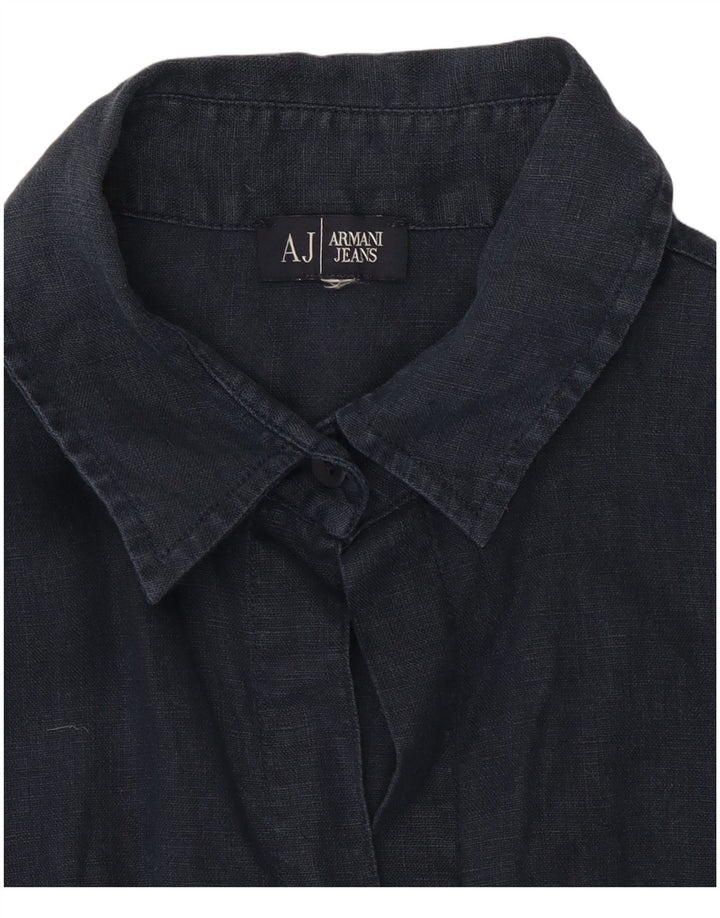 Camicia a maniche corte da donna Armani UK 10 Small Blu Navy