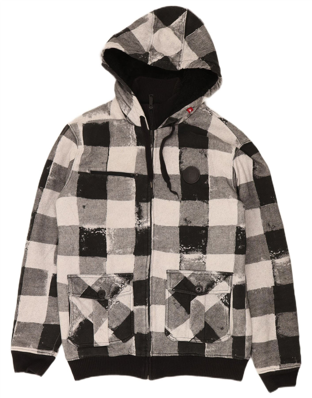 Maglione con cappuccio e zip da uomo Quiksilver in cotone a quadretti nero medio
