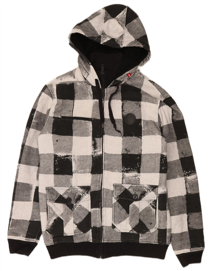 Maglione con cappuccio e zip da uomo Quiksilver in cotone a quadretti nero medio
