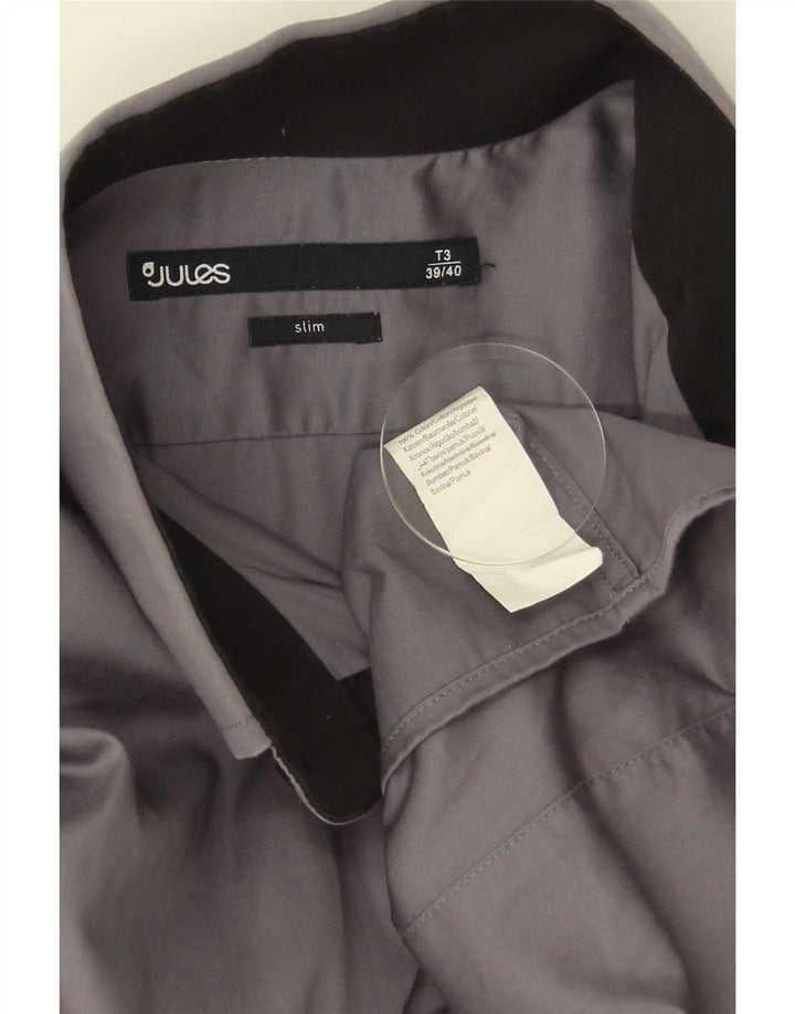 Camicia da uomo slim fit Jules taglia 39/40 cotone grigio medio