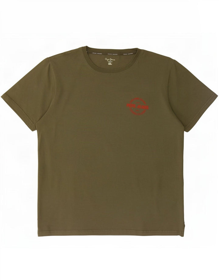 PEPE Jeans T-shirt regolare da uomo Top grande in cotone kaki