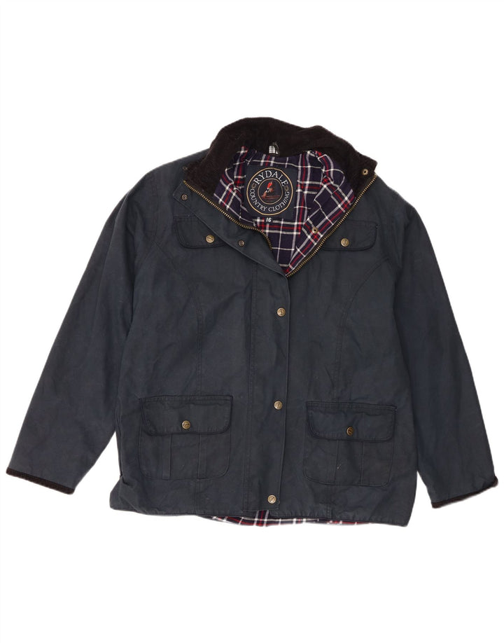 Giacca da donna in cotone cerato Rydale UK 16 grande blu navy