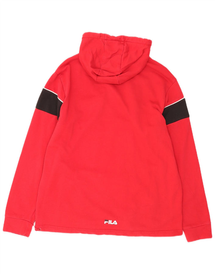 Felpa con cappuccio grafica da uomo Fila grande in cotone rosso