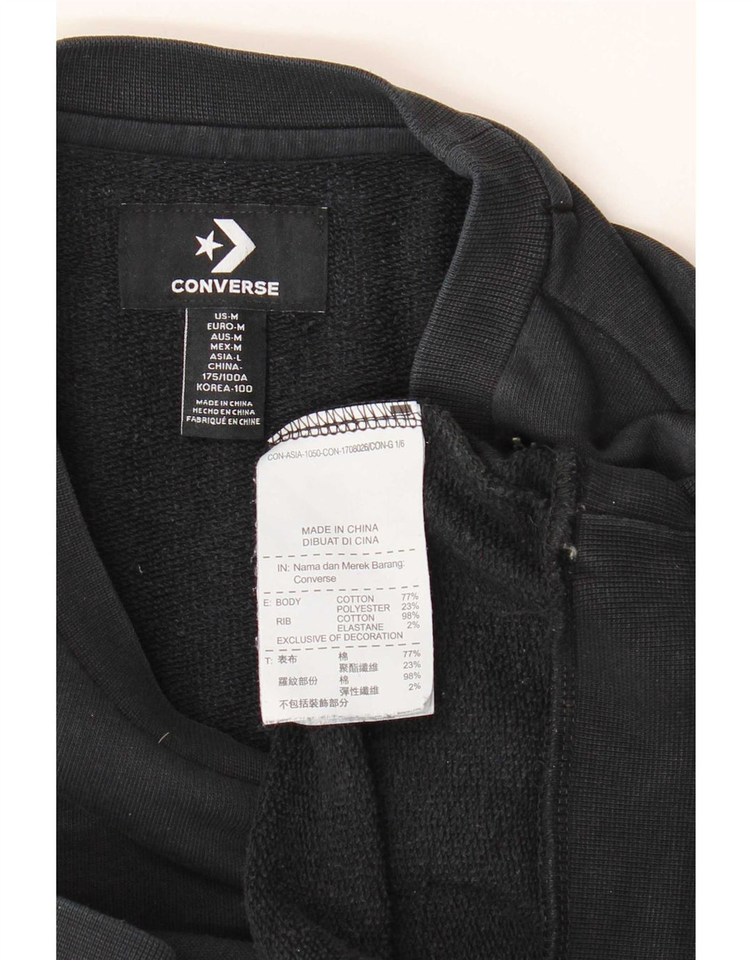 Converse Felpa da uomo Maglione in cotone nero medio