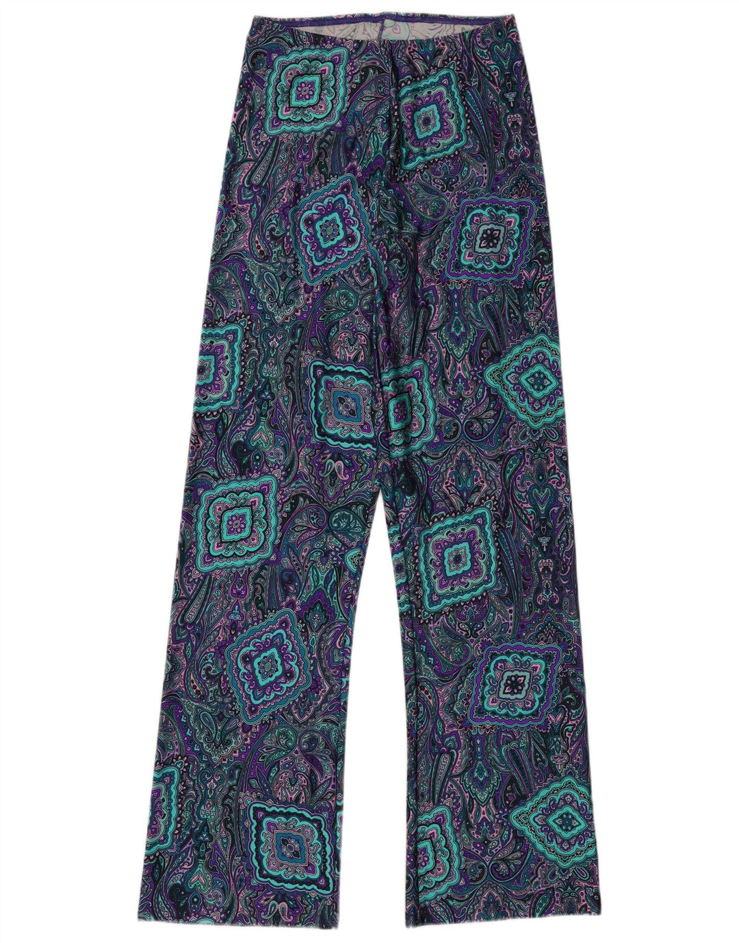 Pantaloni casual a vita alta da donna VINTAGE medi W24 L32 multicolore
