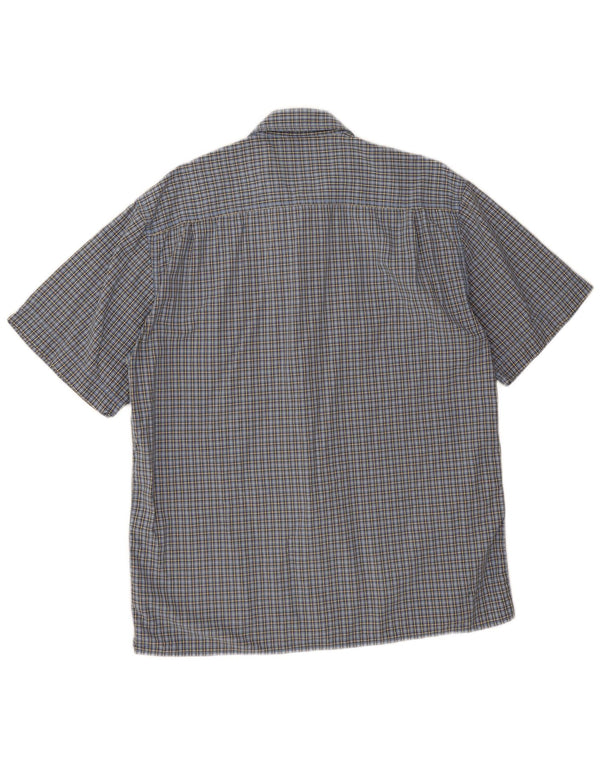 Wrangler Mens Short Sleeve Shirt Large Blue Check Cotton