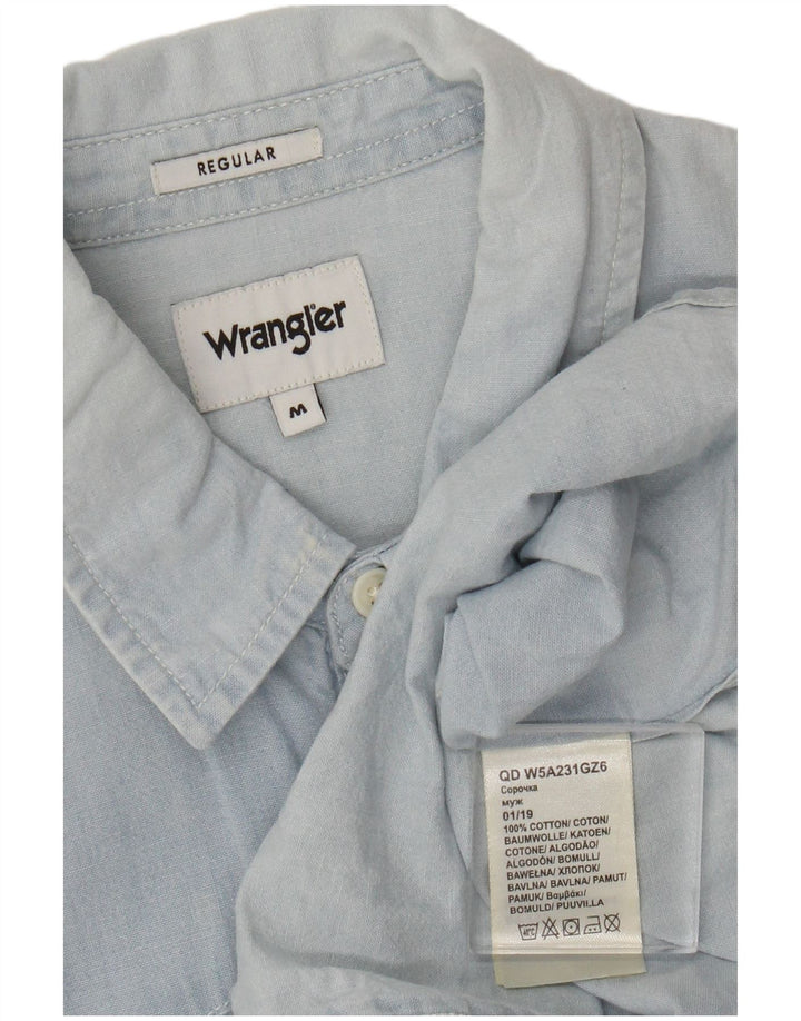 Camicia normale da uomo Wrangler in cotone blu medio