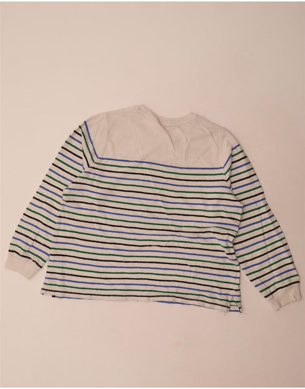 Top manica lunga da donna Marks & Spencer UK 18 XL cotone a righe bianche