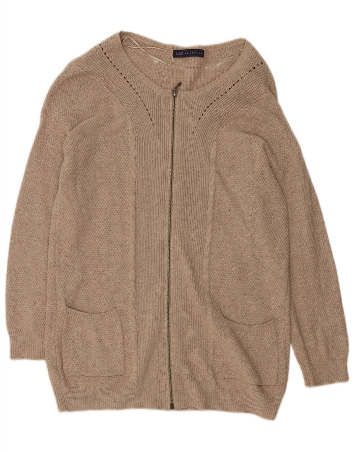 Maglione cardigan lungo oversize da donna Marks & Spencer UK 8 piccolo Beige