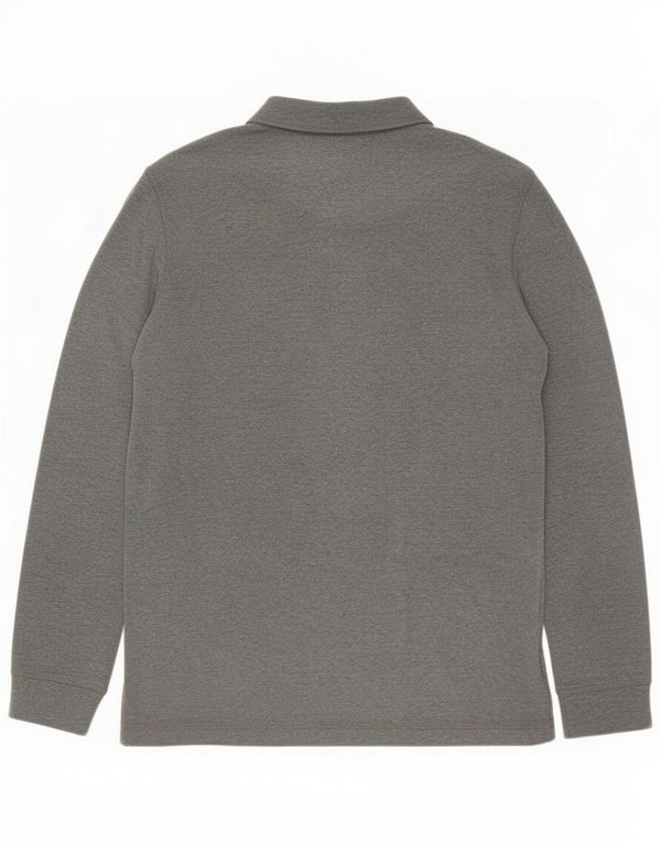 Crew Clothing Polo da uomo a maniche lunghe in cotone grigio medio