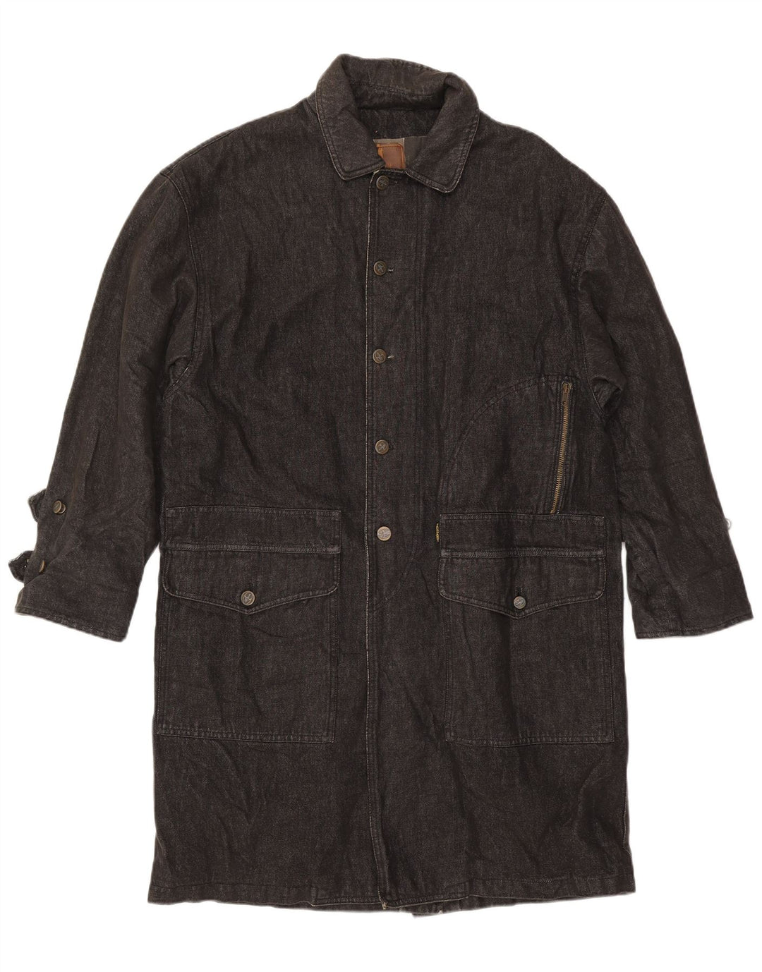 Cappotto in denim da uomo Trussardi UK 40 grande in cotone blu navy
