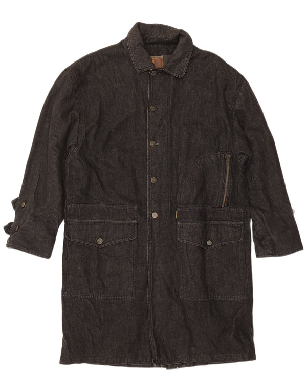 Cappotto in denim da uomo Trussardi UK 40 grande in cotone blu navy