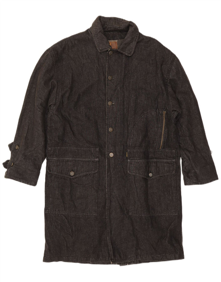 Cappotto in denim da uomo Trussardi UK 40 grande in cotone blu navy