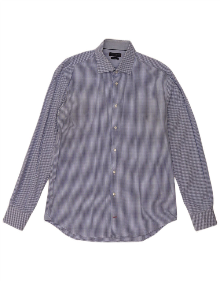 Camicia aderente da uomo su misura Tommy Hilfiger taglia 41 16 grande percalle blu
